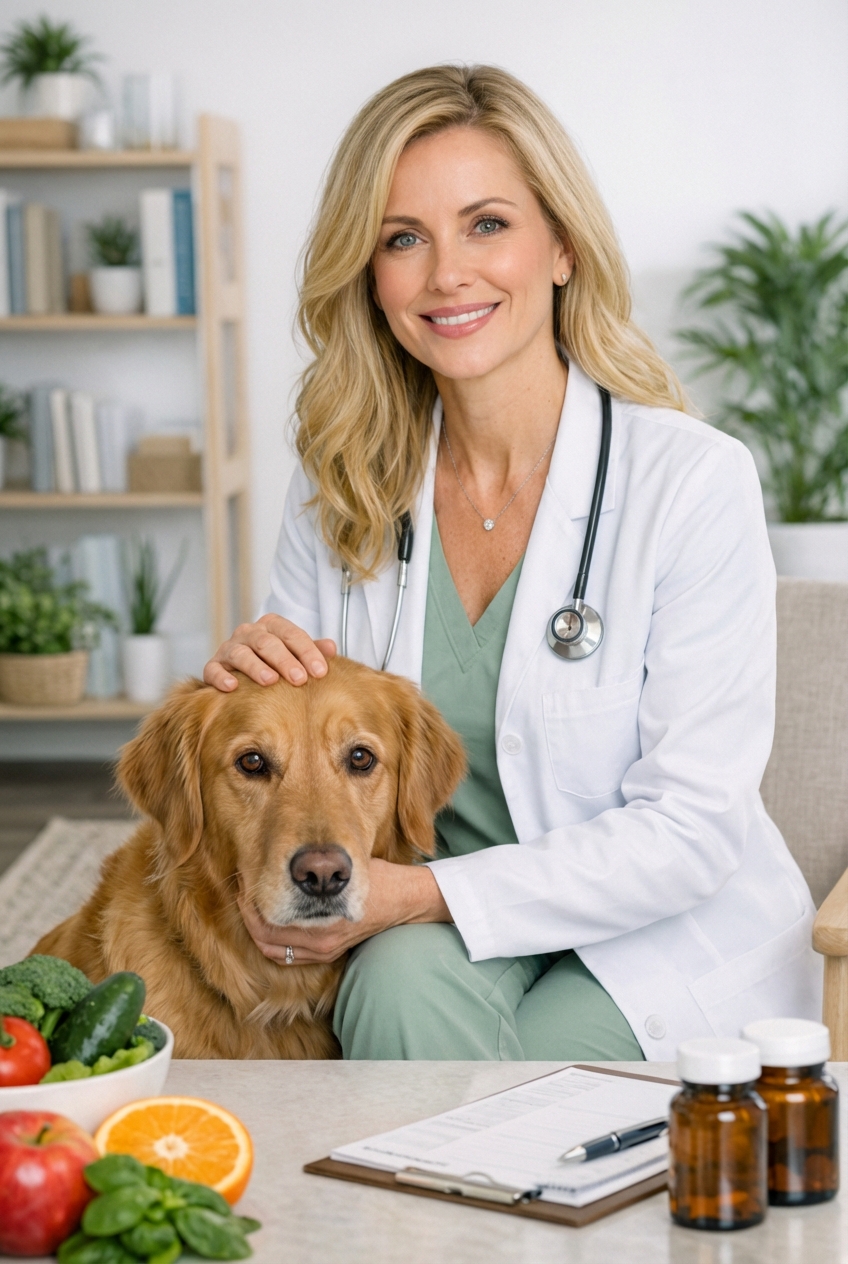 A calm dog with soft eyes sitting next to a person while being gently petted