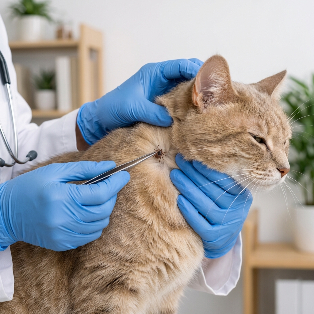 Removing a Tick From a Cat