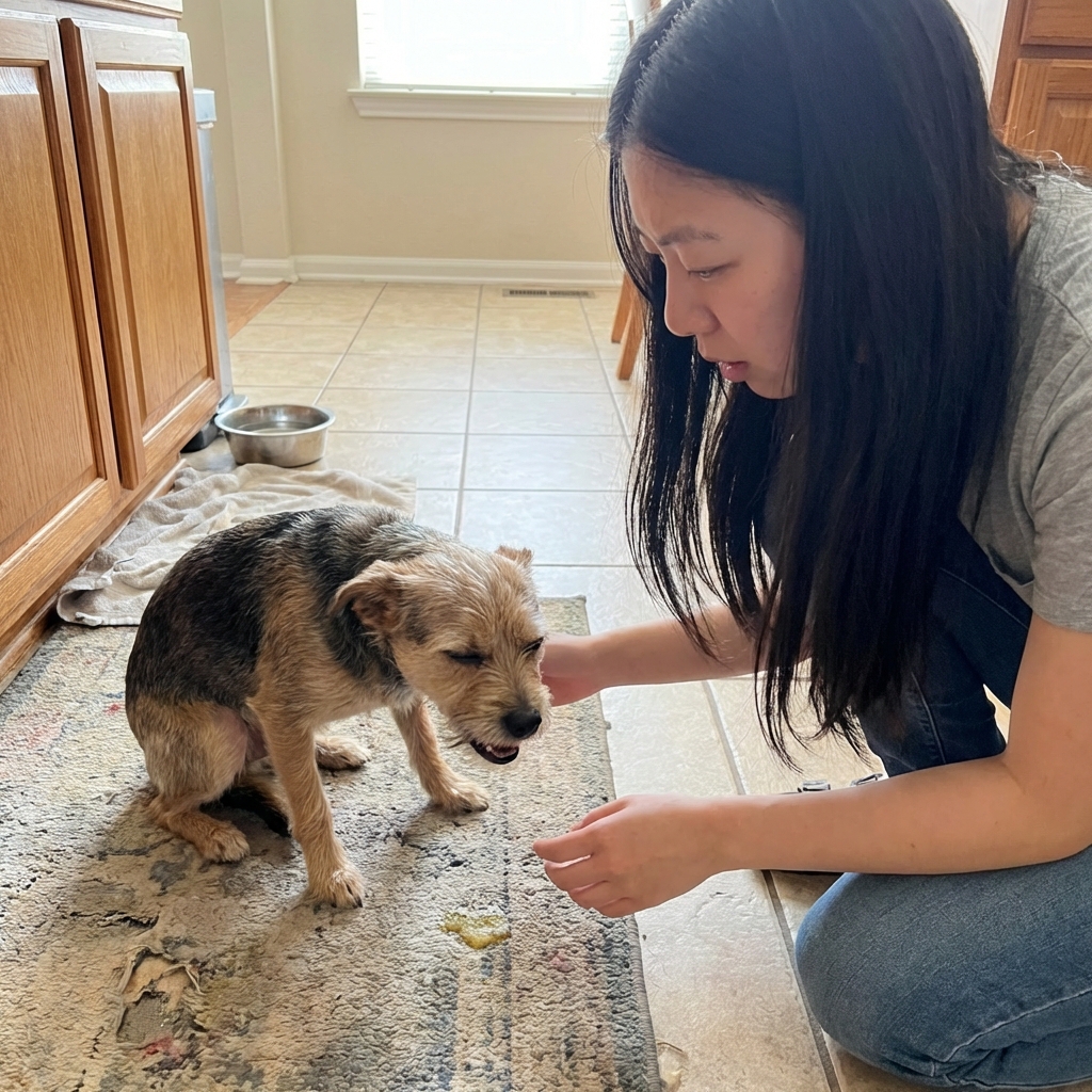 Dog Puking Yellow Foam