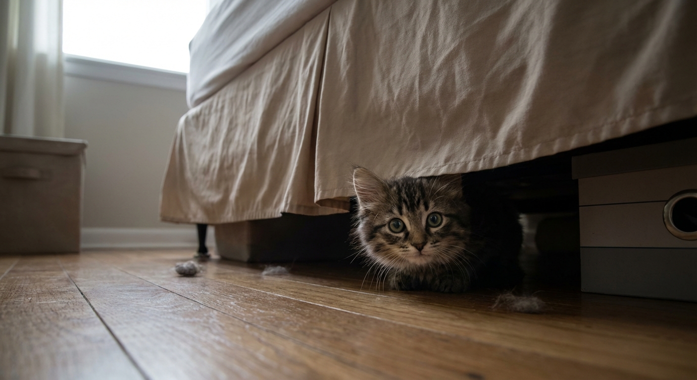 New Kitten Scared and Hiding