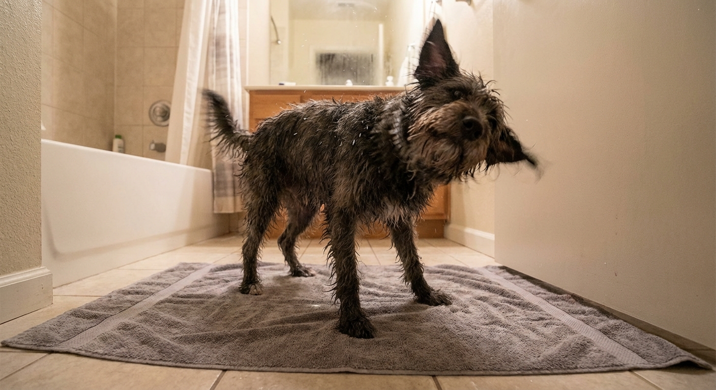 Dog Head Shaking After a Bath