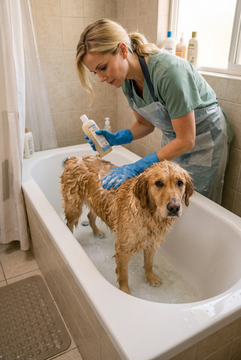 Caring for a Dog Sprayed by a Skunk